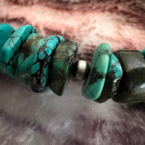 ❤️ Desert Pearls Kingman Turquoise Heishi Sterling Stretch Sz 7 Bracelet 20.8gms - Picture 7 of 10